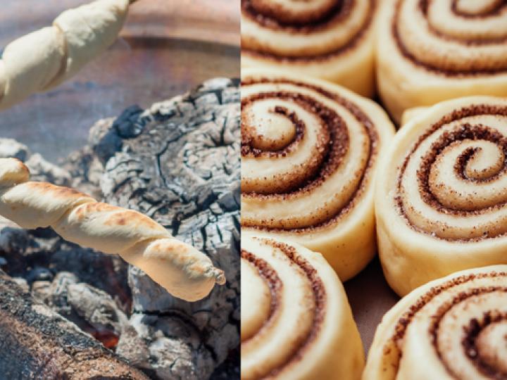 Snobrød over bål og kanelsnegle